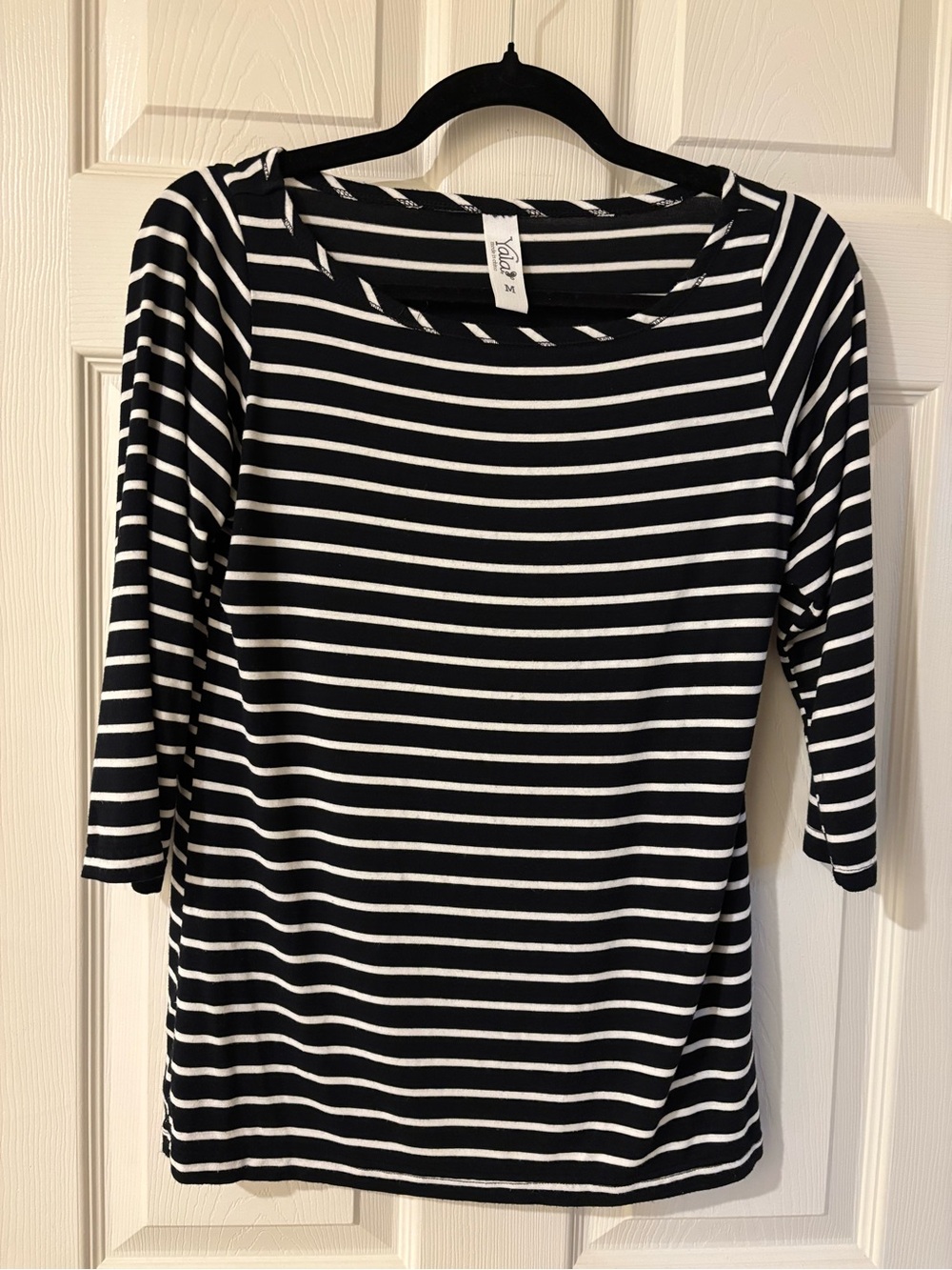 Yala Black and White Striped Top Medium